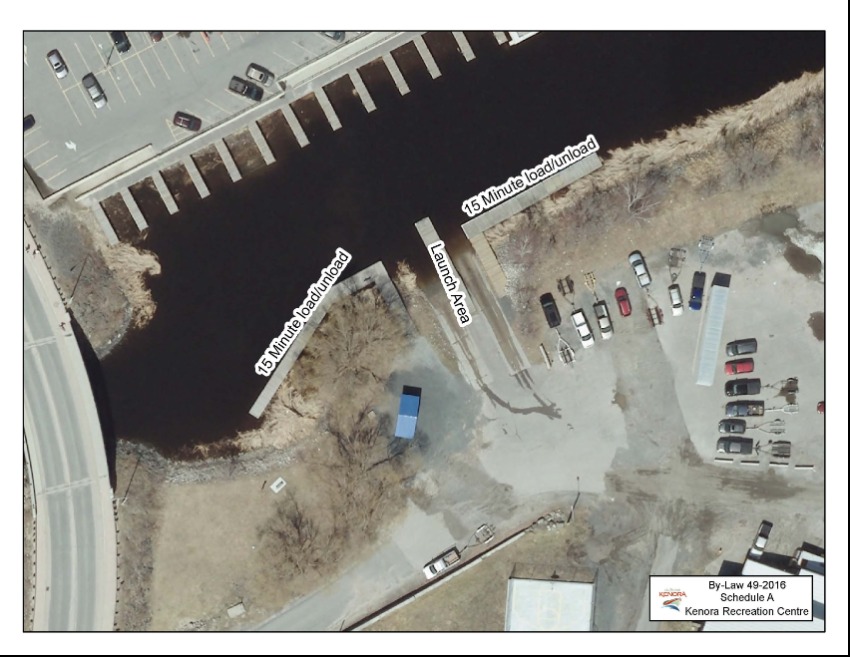 aerial view of docking and parking lot