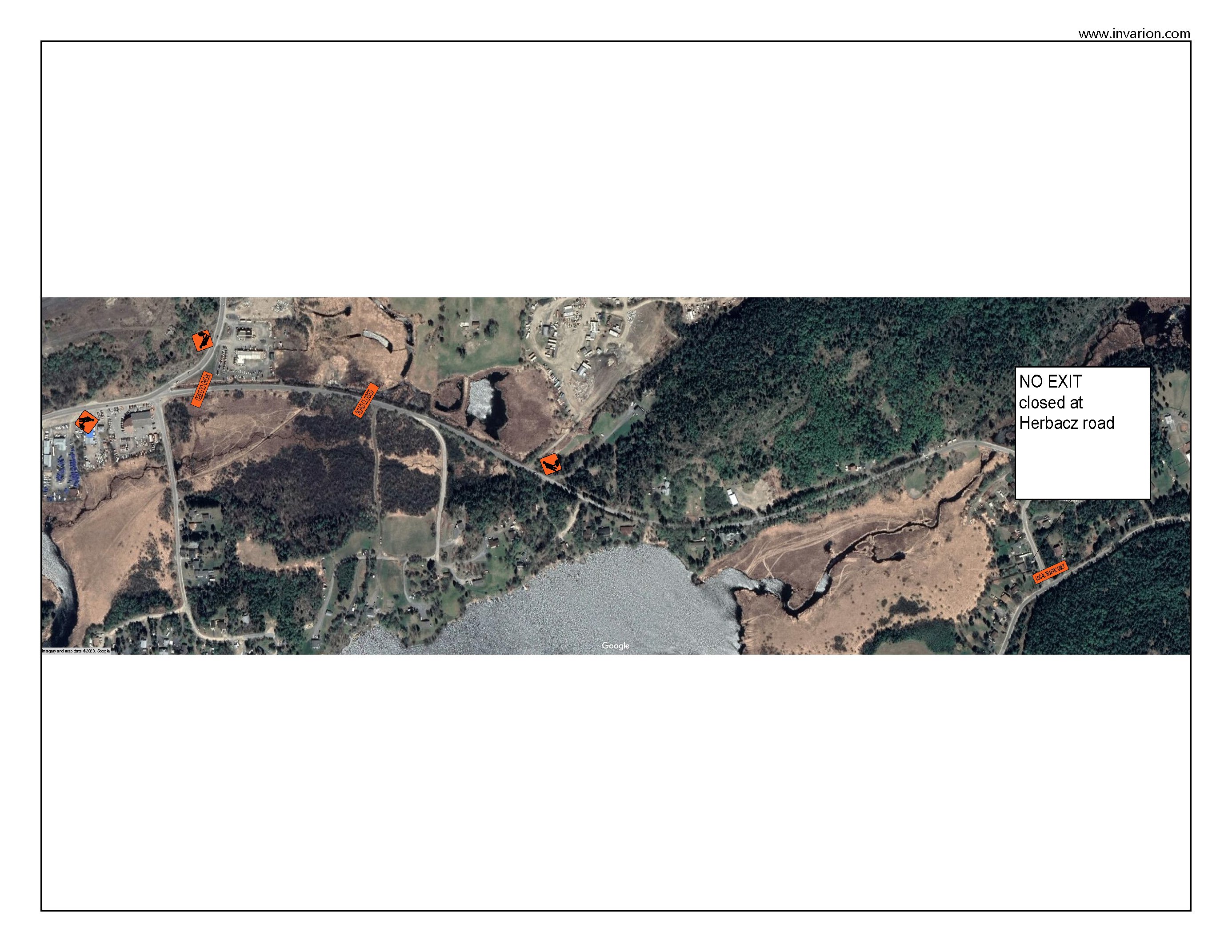 Map showing detour for gould road access.