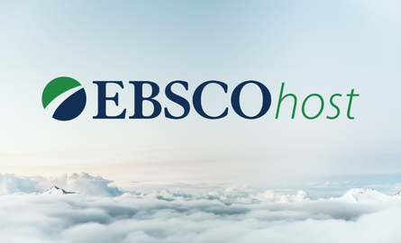 EBSCOhost logo with background of clouds