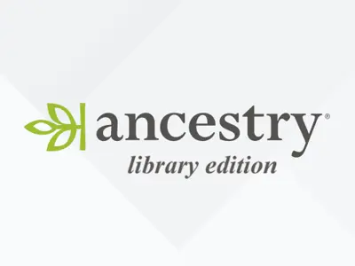 Ancestry logo on a grey background.