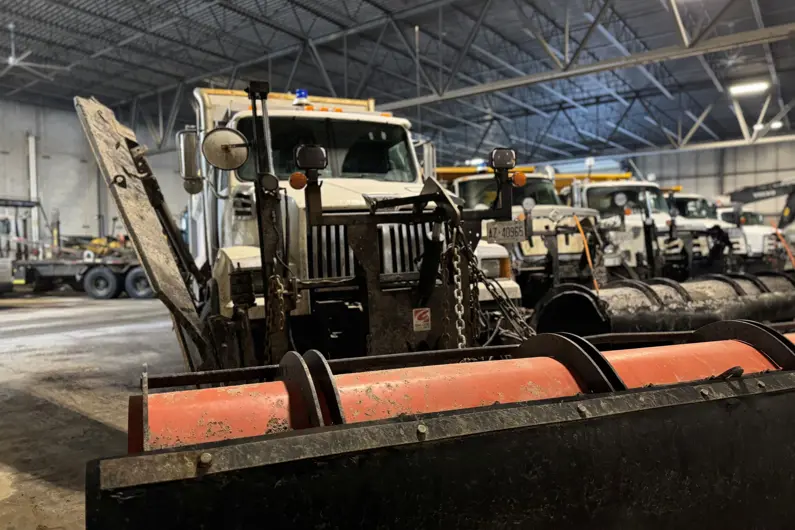 Front view of a plow truck