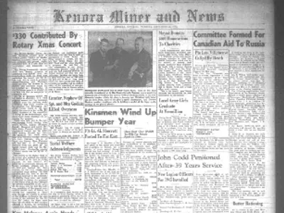 Kenora Daily Miner News newspaper article.