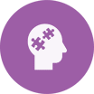 Circle icon, head in white, purple background