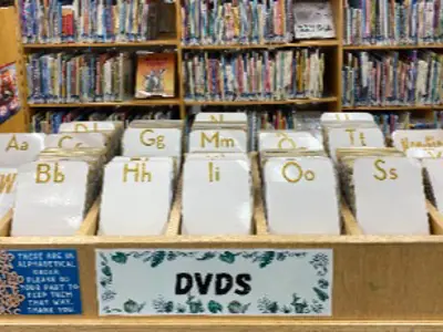 Sign reading "DVD".